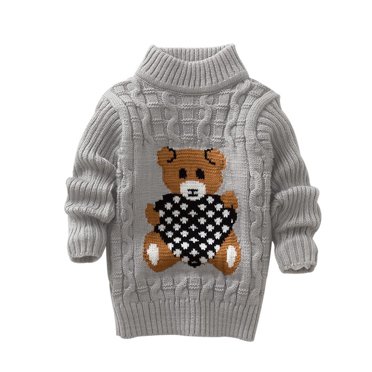 XZNGL Toddler Girls Sweater Toddler Kids Baby Girls Solid Cartoon Print Knit Pullover Sweater Crochet Tops