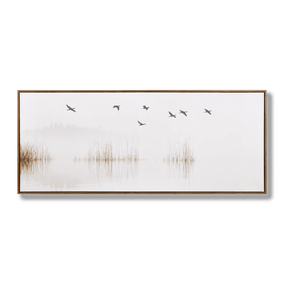 Bouclair Natural Flock of Birds Framed Canvas 20 X 47 in (50.8 X 119.38 cm)