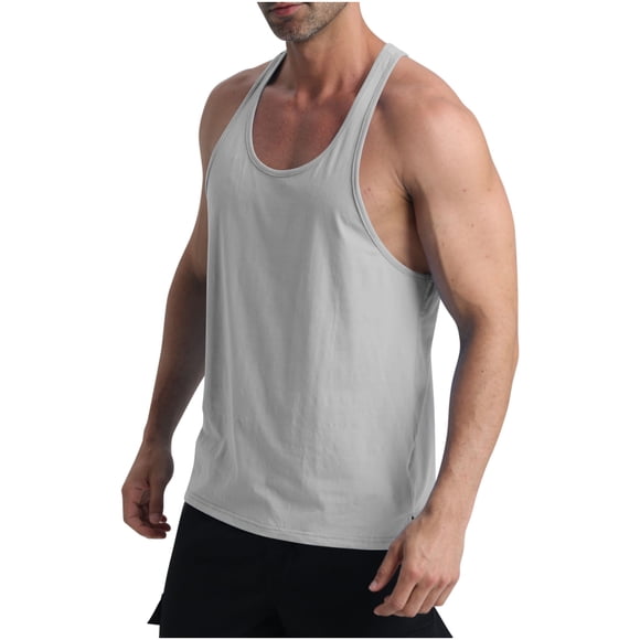 asjyhkr Mens Gym Tank Tops Crew Neck Cotton Sleeveless Summer Undershirts Workout Athletic Running T Shirts