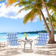 thumbnail image 2 of Gymax 2 Pcs Chaise de Plage Pliante Camping Pelouse Chaise à Sangles Légère 1 Position Bleu, 2 of 8