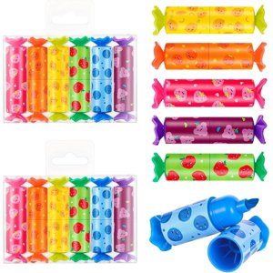 12 godisfärgade minemarkeringspennor, a 6 colors pastel markers, plasttecknade markers for school, planners, journals, notes,