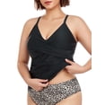thumbnail image 3 of RELLECIGA Women's V Neckline Ruched Tankini Top Swimsuits, 3 of 7