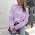 thumbnail image 1 of RKSTN Chandails pour Femmes Ample Fleurs Col Rond Chandail Hiver Manches Longues Blouse Automne Chandails, 1 of 7