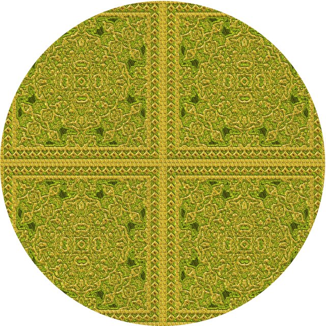 Ahgly Tapis Rond Lavable en Machine Intérieur Transitionnel Jaune Foncé Vert, 6 Pieds Rond