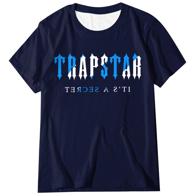T-shirts pour Femmes Trapstar T-Shirt Imprimé pour Femmes Décontracté Graphique Filles Juniors Manches Courtes T-Shirt Fantaisie Hauts avec Col Rond (Marine, 2TG)