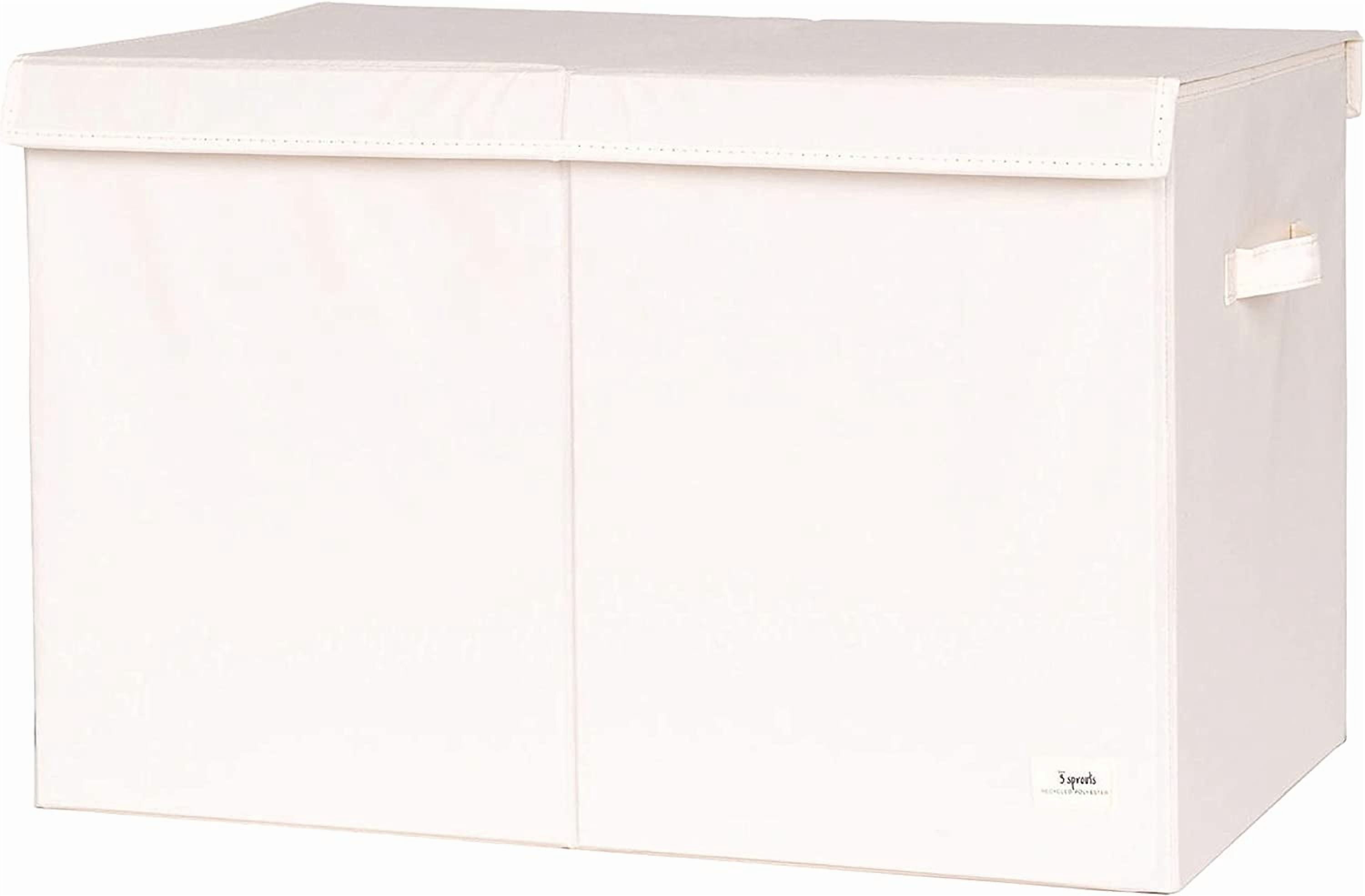 3 Sprouts Recycled Fabric Folding Chest Organizer - Collapsible Storage Basket Container with Lid & Handles