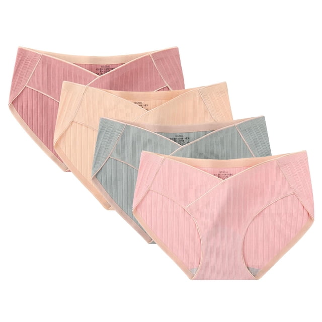 Mgmyaa Culottes de Maternité sous le Ventre pour Femmes, sous-Vêtements en Coton pour Femmes, Grande Taille, Culottes Taille Basse, Lot de 4