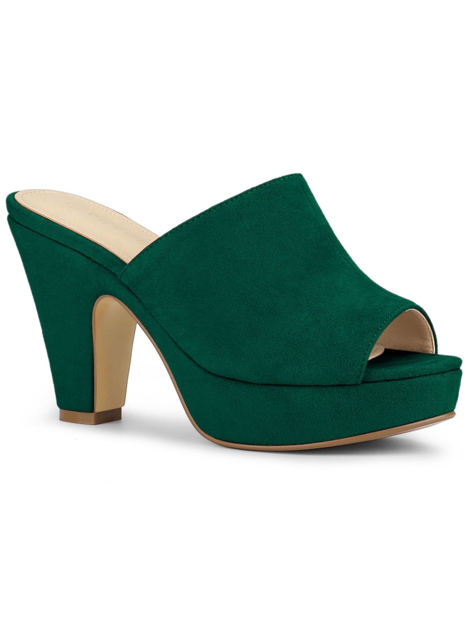 BLISSFUL STEP Sandales à Talons Épais à Plateforme à Bout Ouvert pour Femmes Vert 7