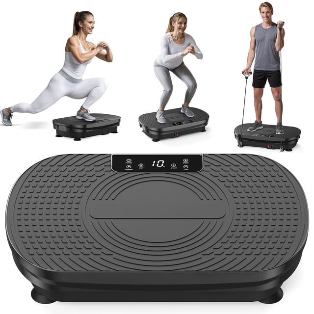 UPGO Vibration Machine d'Exercice à Plaque Vibrante, Plateforme pour l'Entraînement de Tout le Corps avec 2 Bandes de Résistance