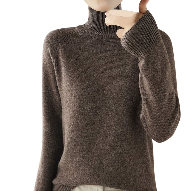 AherBiu Chandails pour Femmes Col Roulé Chandail Épais Chaud Tricoté Hiver Manches Longues Hauts de Chandail