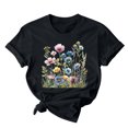 thumbnail image 1 of RKSTN Hauts d'Été pour Femmes Décontractés Coupe Ample Polyvalents T-Shirts Graphiques Mode à Imprimé Floral Respirants Manches Courtes Col Rond T-shirt Blouses, Cadeaux de la Fête des Mères, 1 of 5