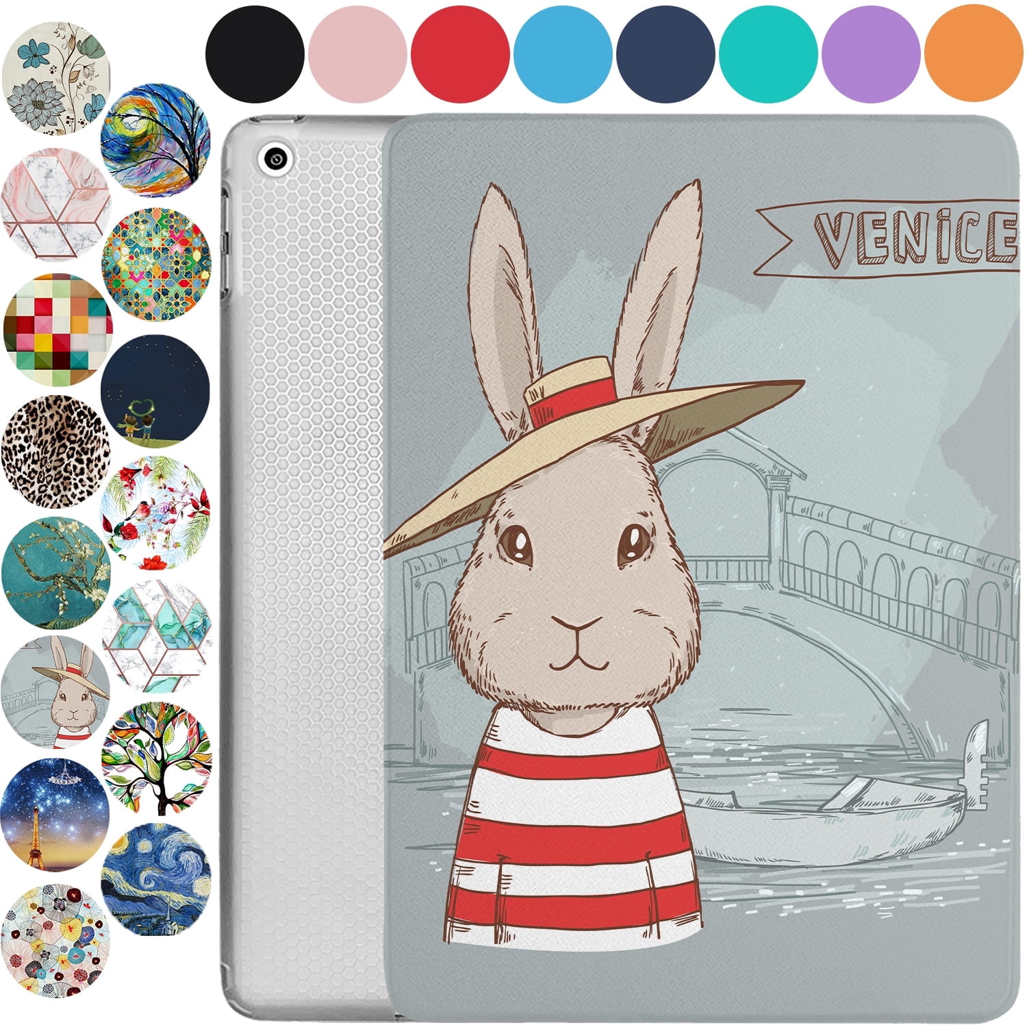 iPad Mini 7.9 Inch 5 Gen [ Mini 5th Generation 2019 ] A2133 A2124 A2126 MUXH2LL/A MUXF2LL/A MUXG2LL/A Trifold Printed Slim Adjustable Stand Feature Case with TPU Heat Dissipation Back - Bunny Hat