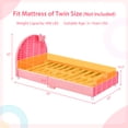 thumbnail image 3 of Honeyjoy Lit Plateforme Simple pour Enfants, Format Simple, Rembourré, avec Tête de Lit et Pied de Lit, Rose, 3 of 10