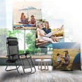 thumbnail image 3 of FDW Chaise Longue Réglable Chaise Zéro Gravité Chaise de Plage Pliante Chaise de Patio en Textilène pour Pelouse avec Oreiller Amovible et Porte-Gobelet pour Bord de Piscine Cour Pelouse Plage Lot de 2 (Noir), 3 of 8