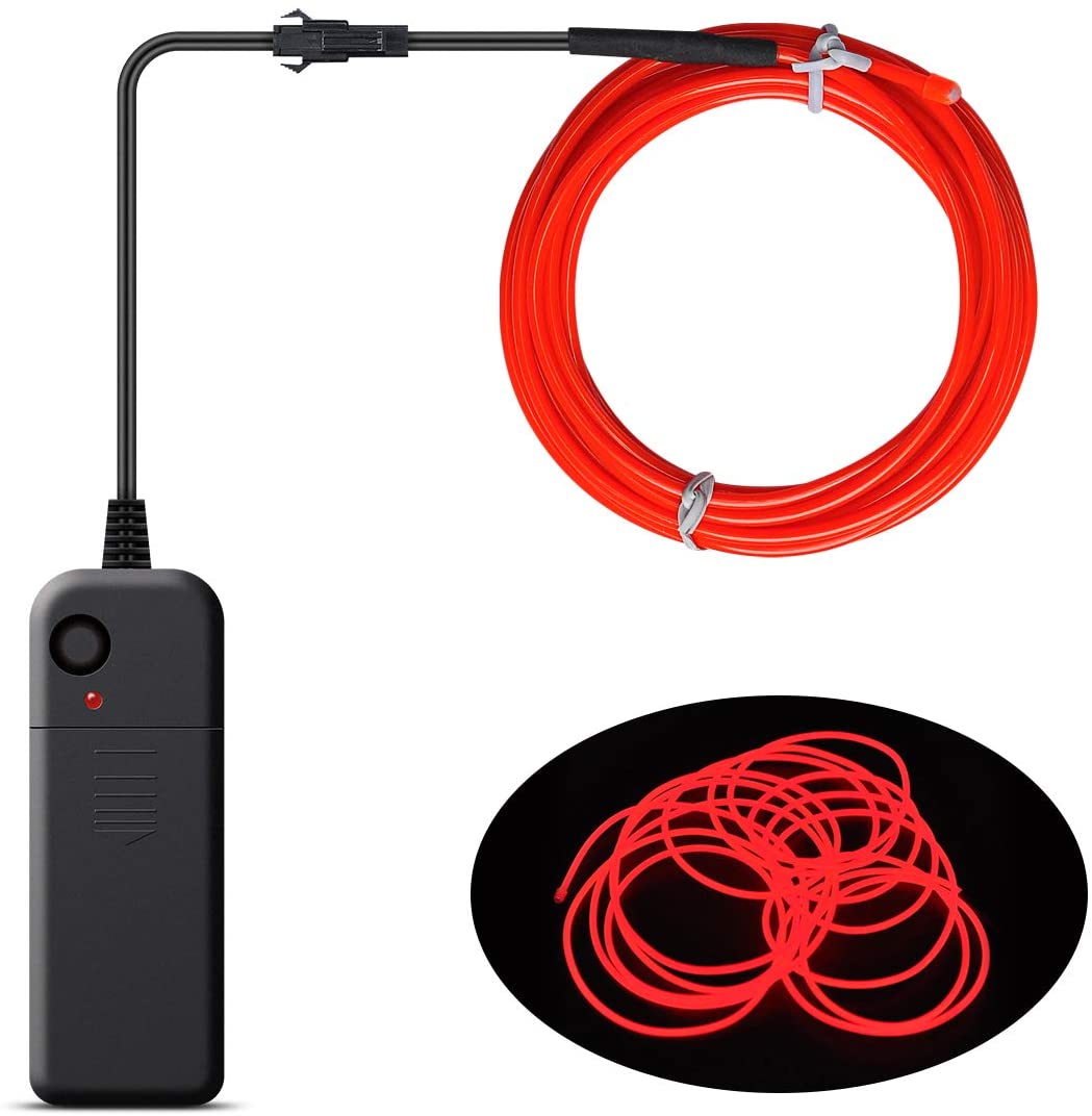 Wire Neon Light Cord EL Cable Neon Wire For Halloween Christmas Parties And Party Lighting (Red, 5m)