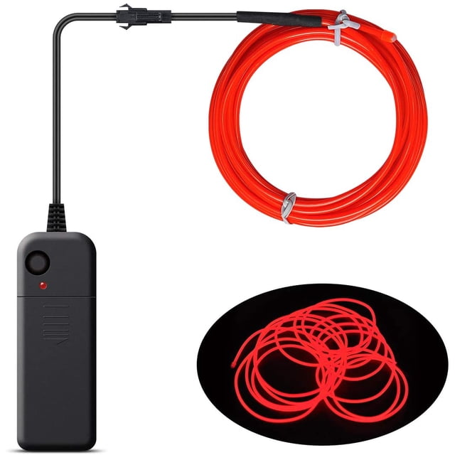 Wire Neon Light Cord EL Cable Neon Wire For Halloween Christmas Parties And Party Lighting (Red, 5m)