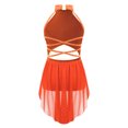 thumbnail image 2 of Raenseen Robe de Danse Ballet Jazz pour Filles, Justaucorps de Patinage Artistique, Strass Brillants, Robe de Bal Sans Manches, Orange Fluorescent 14, 2 of 5