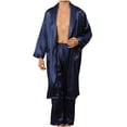 thumbnail image 4 of LSLJS Men Solid Casual Long Sleeves Lace-up Home Pocket Long Pajama Robe Shorts, Robes Gifts for Men, 4 of 5