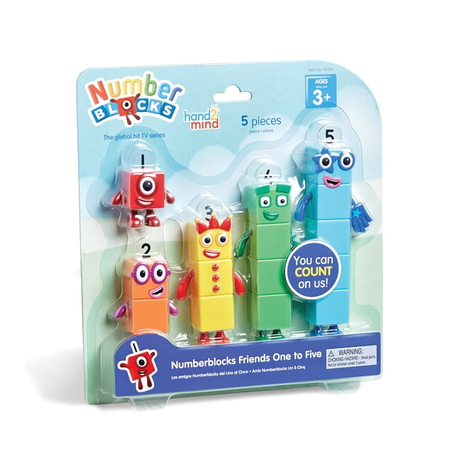 hand2mind Numberblocks Friends Ensemble de Figurines de un à Cinq avec Cinq Figurines en Plastique Durables Numérotées de 1 à 5 en Couleurs Vives, avec Bras Articulés et Conçues pour l'Apprentissage Précoce des Maths par le Jeu, Jouets STIM de Maths Idéaux Compatibles avec d'Autres Ensembles Numberblocks.