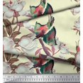 thumbnail image 3 of Soimoi Yellow polyester Crepe Fabric Floral & Bird Fabric Prints By Yard 52 Inch Wide, 3 of 3