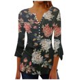 thumbnail image 1 of IROINID Reduced Plus Size Shirts for Women Crew Neck Long Sleeve Daily Trumpet Solid Buttoned Basic Ruched Corset Tunic Tops Pleated T-shirts Blouses,Red, 1 of 5