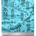 thumbnail image 1 of Soimoi Blue Moss Georgette Fabric Architectural Structure Architectural Fabric Prints By Yard 42 Inch Wide, 1 of 5