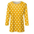 thumbnail image 4 of Lenpel T-Shirts pour Femmes Grande Taille Décontractés à Manches 3/4, Col Ras du Cou, T-Shirts Imprimés, Hauts, Tuniques de Printemps Été, 4 of 5
