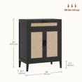 thumbnail image 3 of HOMCOM Boho Floor Storage Cabinet with Rattan Decorated Doors Drawer Black, 3 of 10