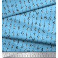 thumbnail image 2 of Soimoi Blue Cotton Cambric Fabric Floral Alphabet Text Decor Fabric Printed Yard 42 Inch Wide, 2 of 5
