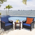 thumbnail image 4 of Giantex 3 Pieces Patio Furniture Set, Outdoor Rattan Sofa and Side Table w/Solid Acacia Wood Frame, High Load Bearing Conversation Bistro Set w/Washable and Removable Cushions, 4 of 10