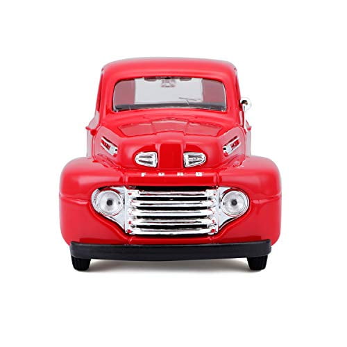 Maisto Camionnette Ford F-1 1948 à l'Échelle 1:25 en Métal Moulé sous Pression, Couleurs Pouvant Varier [Rouge/gris]