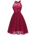 thumbnail image 2 of Pompotops Robe Trapèze Vintage pour Femme, Princesse, en Dentelle Florale, Cocktail, Encolure, Fête, Évasée, 2 of 5