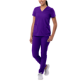 thumbnail image 1 of Adar Addition Go-Basic Scrub Set For Women - Slim V-Neck Scrub Top & Skinny Cargo Scrub Pants, 1 of 7