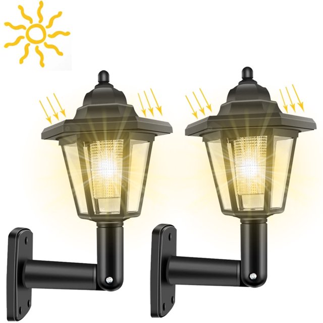 Solar Hexagonal Light Outdoor LED Solar Sconce Lantern Auto ON/OFF Solar Fence Light IP44 Waterproof Hexagonal Landscape Lamp for Patio Yard Garden Pathway