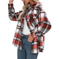 thumbnail image 4 of Women's Oversized Plaid Button Down Shirt Shacket Jacket Long Sleeve Casual Fall Outwear with Pockets, 4 of 6