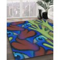 thumbnail image 3 of Ahgly Company Tapis d'Intérieur Lavable à la Machine, Carré, Transitionnel, Vert Cr, Tapis de Zone, 8 Pieds Carré, 3 of 7