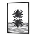 thumbnail image 2 of Designart Black and White Tropical Leaf On Striped II FLOAT FRAME WALL ART, 2 of 4
