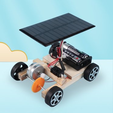 Voiture de Course Assemblée Modèle Jouet Facile à Assembler en Bois DIY Mini Voiture de Course Solaire Sans Fil pour Enfants