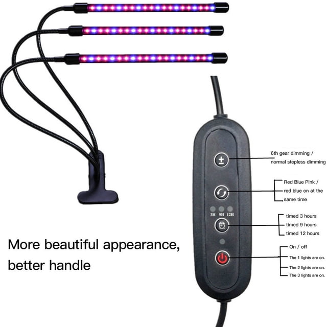 pitrice DC 5V USB Powered Full Spectrum LED Plant Grow Light Flower Fruit Grow Lamp with Desktop Clip 4 Tube 80LED 20W