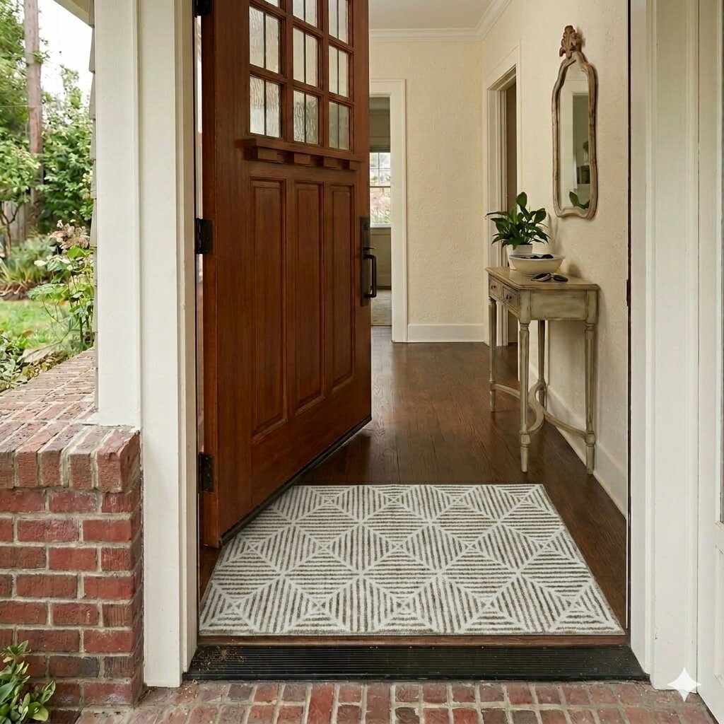 Tapis géométrique tribal crème et marron Home Decor Inc. – 76 cm x 10,5 cm, doux et résistant