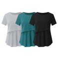 thumbnail image 2 of Vêtements de Grossesse Offres de l'Action de Grâce Liquidation Été Vêtements de Maternité pour Femmes Col Rond Manches Courtes Volants Pli Hauts de Grossesse, 2 of 5