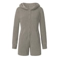 thumbnail image 4 of Combinaison Short Femme à Manches Longues à Capuche Pyjama Combinaison Décontractée Hiver Chaude Combinaison de Nuit Grande Taille Combinaison en Liquidation, 4 of 5