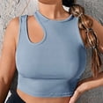 thumbnail image 2 of JGGSPWM Women's Asymmetrical Neck Cut Out Sleeveless Ribbed Tank Tops Slim Fitted Y2K Trendy Crop Tees Blue XL, 2 of 9