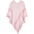 thumbnail image 1 of LinYooLi Poncho Cape Châle pour Femmes Surdimensionné Rayé Tricoté Pashmina avec Franges Temps Froid, 1 of 5