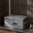 thumbnail image 1 of Birdeem Storage Bins with Zipper Lid Storage Boxes with Handles Pp Plastic Board Foldable Lidded Cotton Linen Fabric Home Cubes Baskets Closet Clothes Organizer Containers - Gray,14.9X10.2X6.3In, 1 of 7