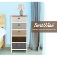 thumbnail image 2 of 5 Tier Side Table Storage End Table, Tall Dresser Nightstand Organizer with Wood Top and Fabric Drawers, 2 of 5