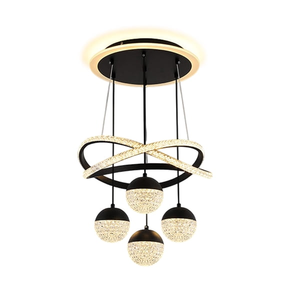 Modern Led Ceiling Light For Dining Room Living Room Bedroom Stairwell Chandelier Black Iron Construction Black