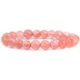 thumbnail image 1 of Bracelet Extensible Unisexe en Perles Rondes de 8 mm en Quartz Cerise Fondue, Pierre Précieuse 7 Pouces, 1 of 5