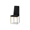 thumbnail image 2 of Baxton Studio 112157-4-Black Velvet-Gold-DC 38.58 x 16.54 x 19.69 in. Blaise Modern Luxe & Glam Velvet Fabric Upholstered Metal Dining Chair Set, Black & Gold - 4 Piece, 2 of 5