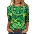 thumbnail image 2 of Mceream T-Shirt de la Saint-Patrick pour Femmes Drôle Manches 3/4 Hauts Mignons Décontractés Col Rond T-Shirts Graphiques Trèfle Imprimé Floral 2026 Hauts Chemisiers Grande Taille Vert G, 2 of 5